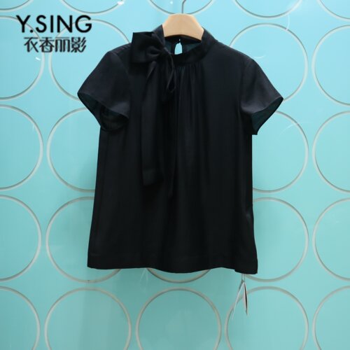 YSING衣香丽影专柜正品2026夏季新款系带领雪纺短袖上衣150411104