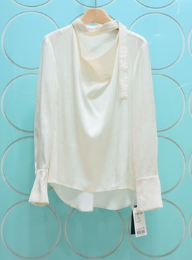 MRER莫乂义    专柜正品春季新款简约风领口系带通勤上衣R5A24511