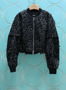 MRER莫乂义 专柜正品春季新款休闲明线长袖拉链短外套R5C30862