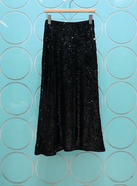 MRER莫乂义 专柜正品春季新款时尚亮片高腰修身半身长裙R5C61633