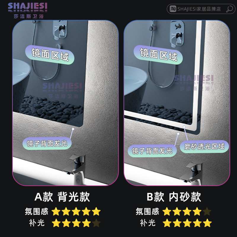 方形智能镜子挂墙式卫生间浴室镜化妆带灯led防雾触摸屏发光新品