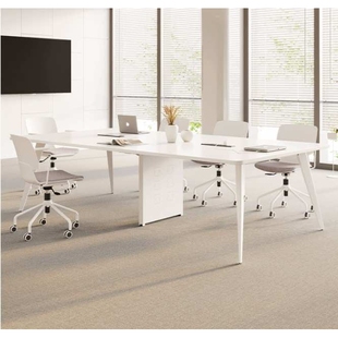 会议桌长桌办公桌椅组合简约现代洽谈6/8人大小型白色会客室桌椅