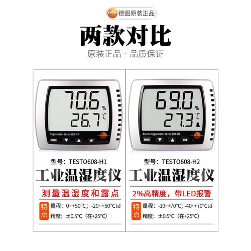 德图testo608-H2壁挂式电子高精度温湿度计室内工业温湿度仪表
