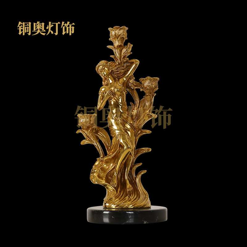 法式复古奢华全铜装饰女神欧式轻奢别墅客厅餐厅大气中古人像摆件