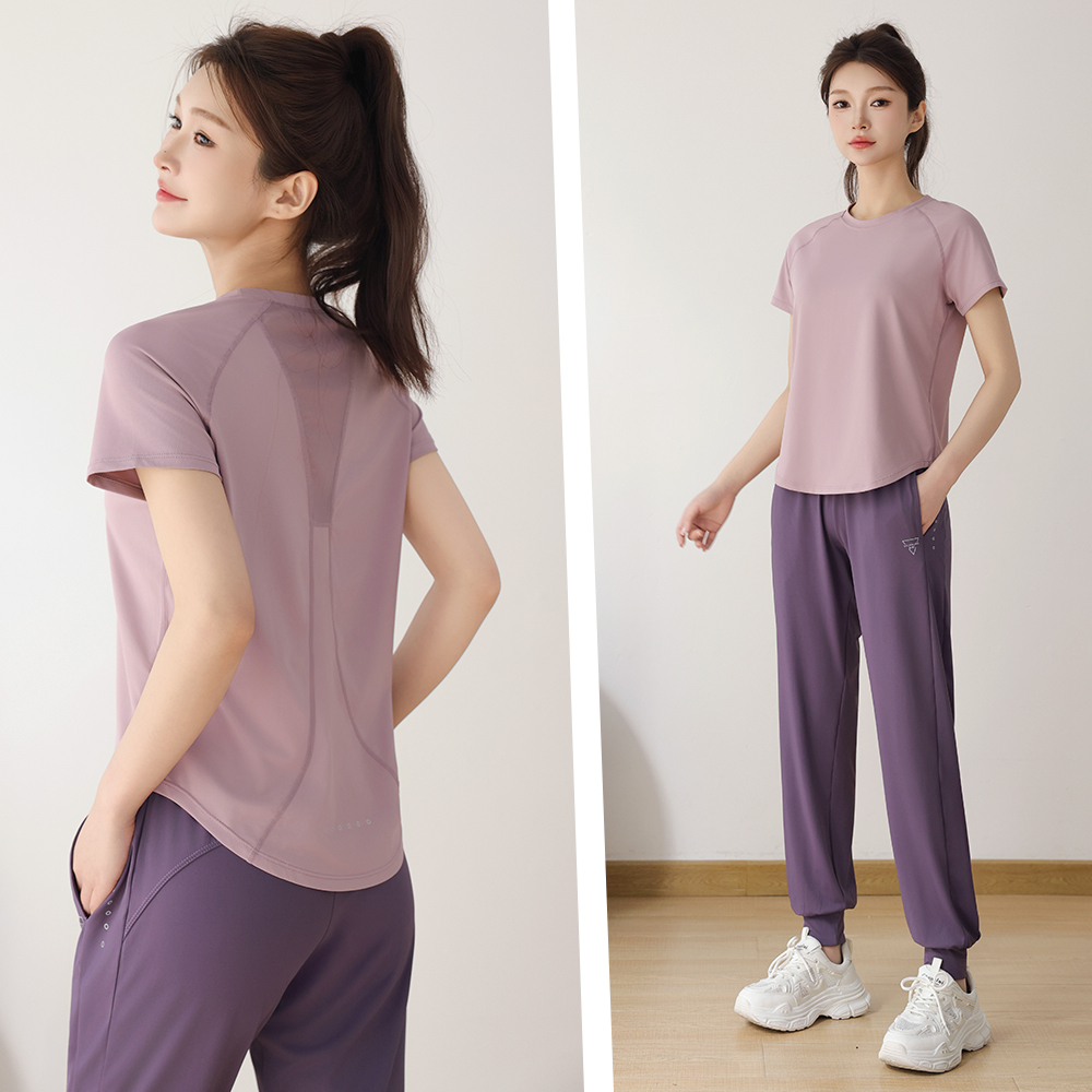 宽松瑜伽服运动套装女健身2025夏季薄款户外晨跑步服速干衣高腰裤
