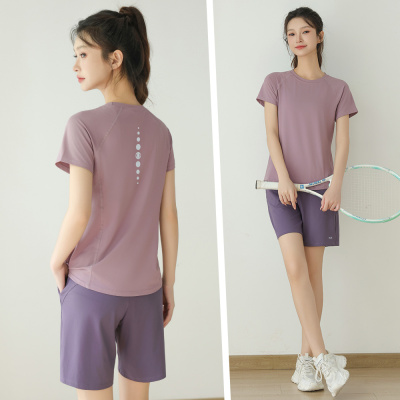 高级感晨跑步运动套装女带口袋夏