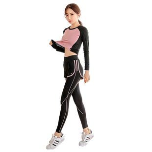 瑜伽服运动套装女速干衣晨跑步服两件套跳操减肥衣健身服大码显瘦