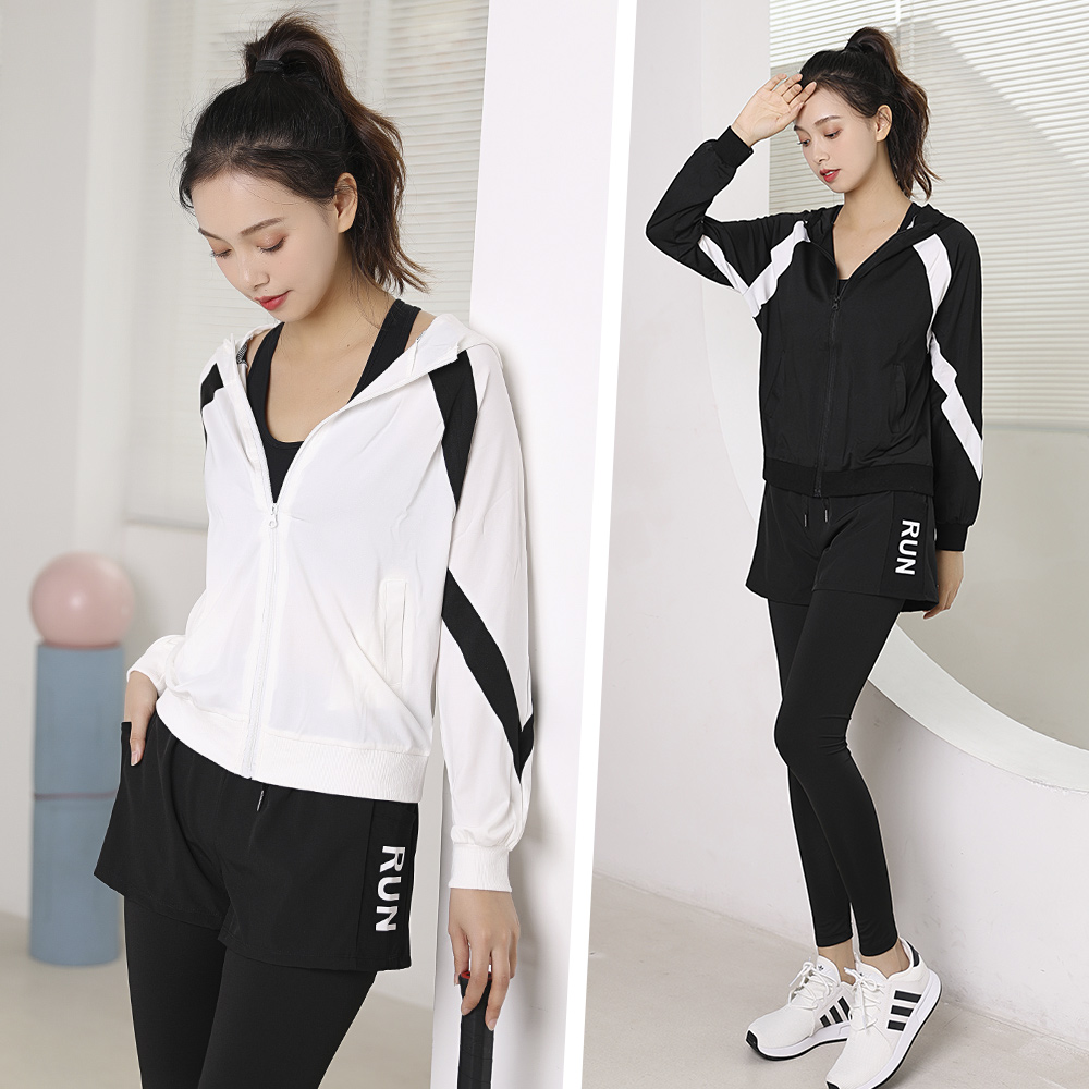 黑白速干运动衣跑步健身服好看