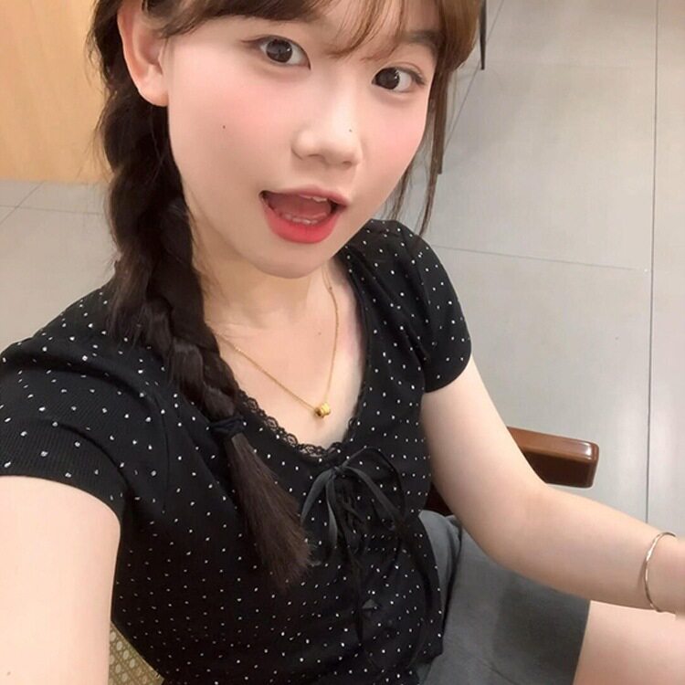 2*2黑色蕾丝蝴蝶结波点正肩短袖t恤女夏甜辣妹修身短款上衣