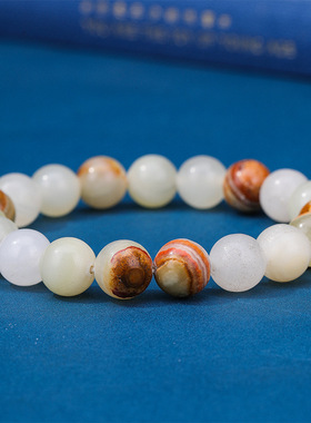 天然7A花青玉手链圆珠温润轻奢