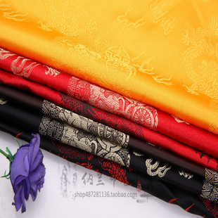 龙纹布料 仿古提花丝绸缎 COS汉服唐装坐垫服装 火龙马织锦缎面料