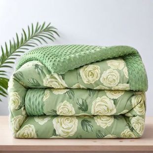 春秋季 通用空调被可机洗水洗针织棉大豆被芯 3D豆豆绒被子保暖四季