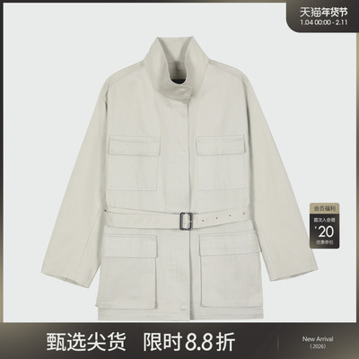 女性日记工装夹克大口袋立领外套