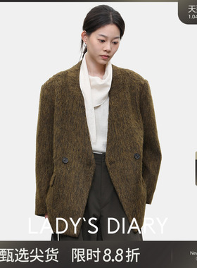 LADY’S DIARY 绵羊毛呢大衣女2025秋季短款羊驼毛气质西装外套潮
