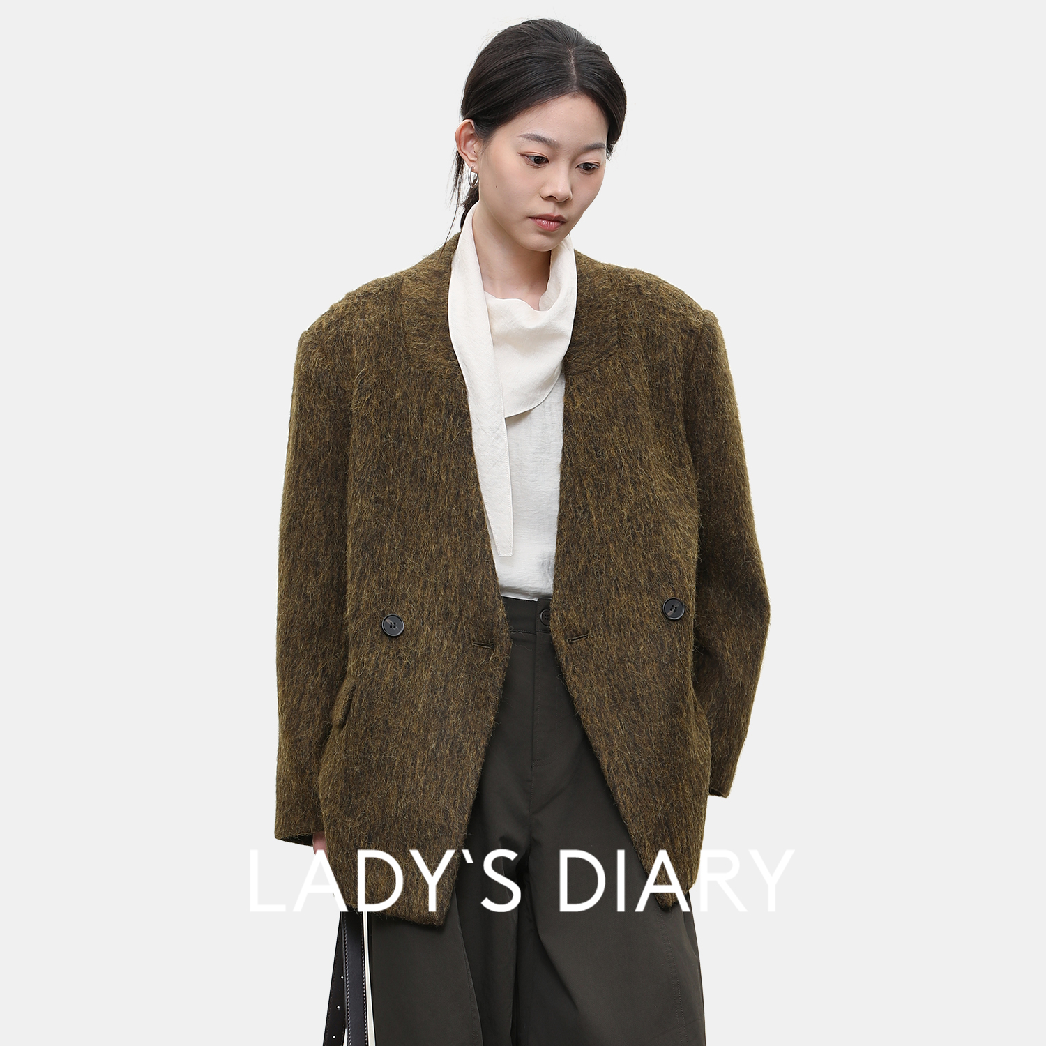 女性日记绵羊毛大衣女短款潮