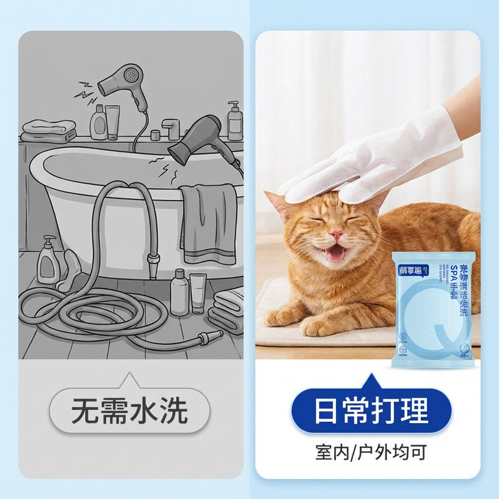 萌享趣宠物免洗清洁手套加大加厚家庭装宠物护理湿纸巾宠物款