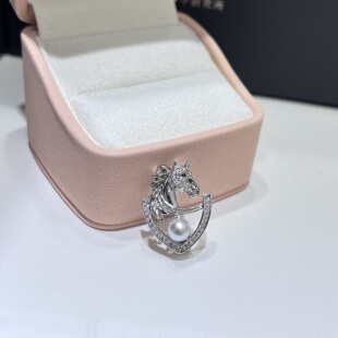 马到成功系列珍珠胸针6-7mm海水akoya真多麻年节限定胸针优雅大气