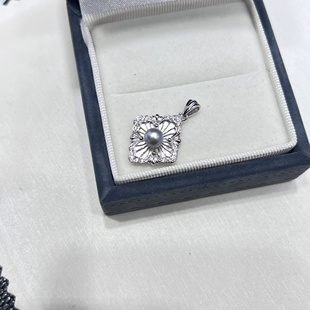 Opera系列海水真多麻akoya珍珠布契风格S925银吊坠5-6mm项链精致