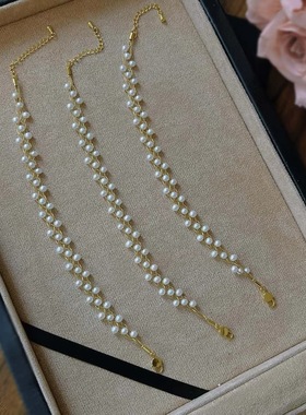 复古淡水3-4mm珍珠手链正圆基本无暇高级优雅气质百搭经典日常仙