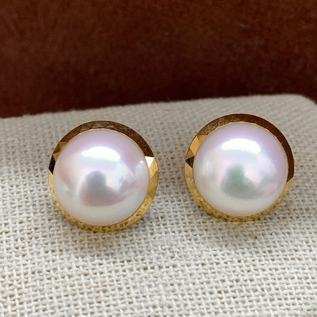 黄金切面光芒万丈18K马贝珍珠耳钉10-11mm高亮白色经典高级时尚女,珠宝/钻石/翡翠,耳饰,淘宝优惠券,粉丝福利购,淘宝优惠卷