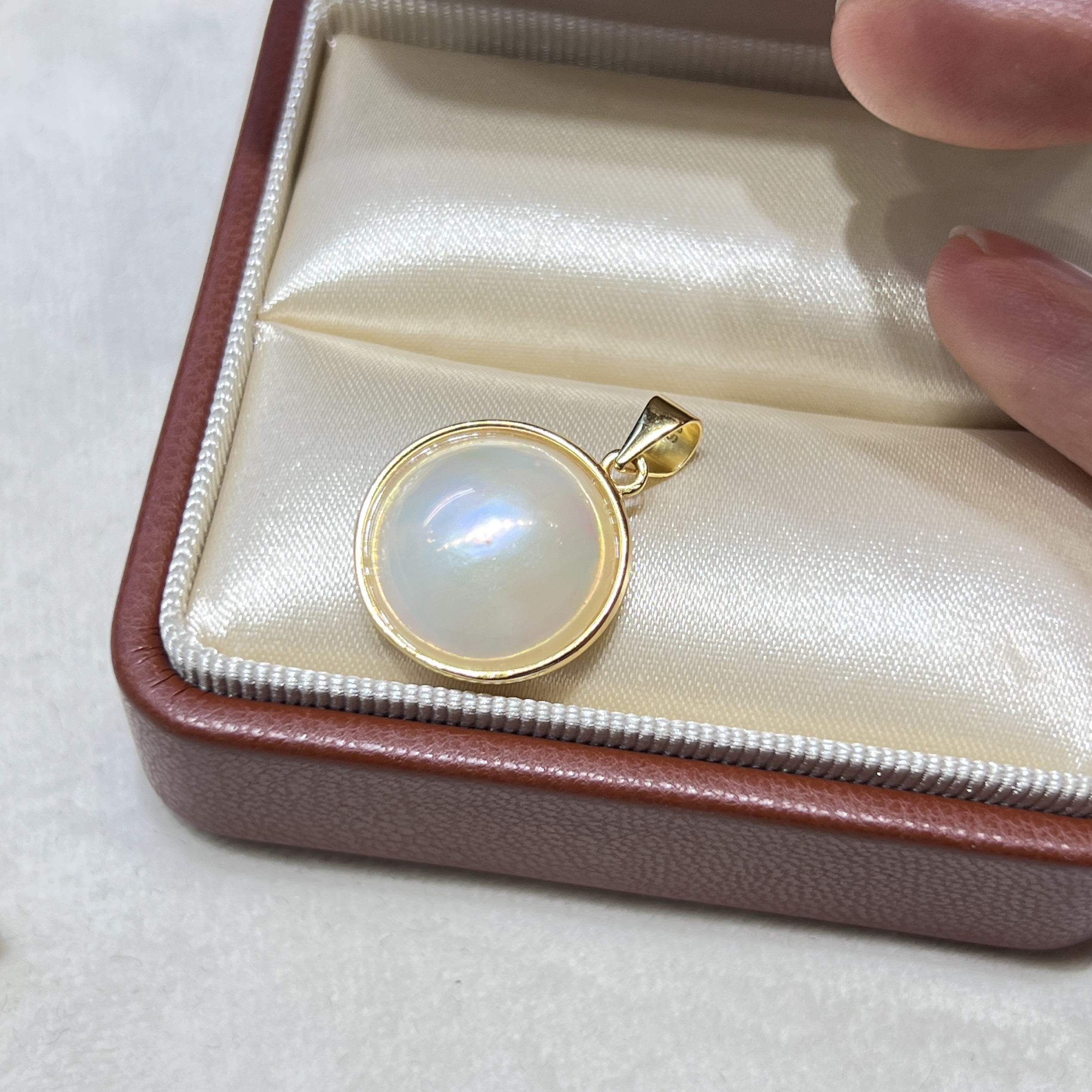 满月之光海水马贝珍珠纯银万能扣吊坠微瑕-有瑕性价比吊坠15-16mm