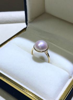 白马经典款光版珍珠戒指G18k气质