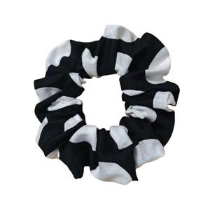 原创发饰黑白大波点复古大肠圈纯棉发圈皮筋扎头发绳头饰丸子头花