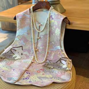 【亭台楼阁】新中式国风提花马甲女2026新款复古盘扣坎肩背心