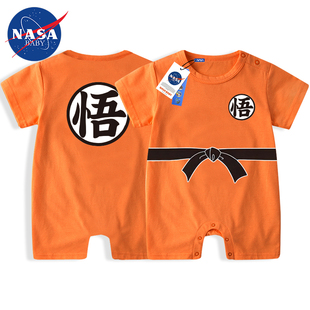 NASA七龙珠悟空婴儿衣服夏装短袖新生儿连体衣纯棉三四个月包屁衣