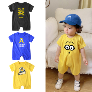 宝宝纯棉卡通短袖 连体衣哈衣小黄人爬服薄款 男女 新生婴儿服装 夏季