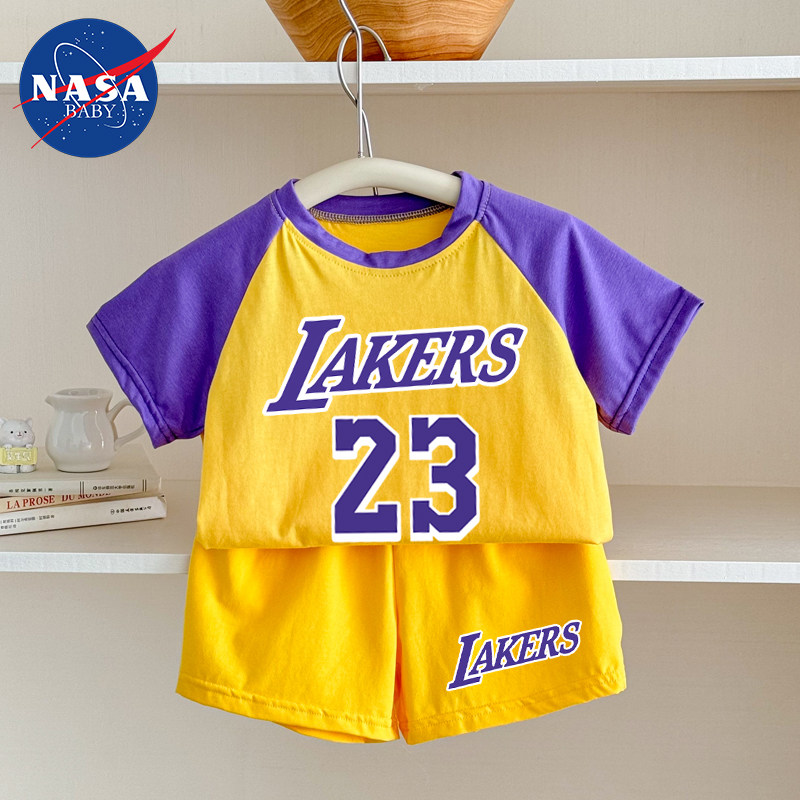 夏季婴儿服童装纯棉两件套短袖短裤运动篮球衣詹姆斯分体库里薄款