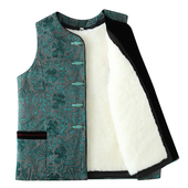 羊毛马甲女士中老年长羊毛冬季 羊皮坎肩皮草马甲加厚保暖妈妈棉衣