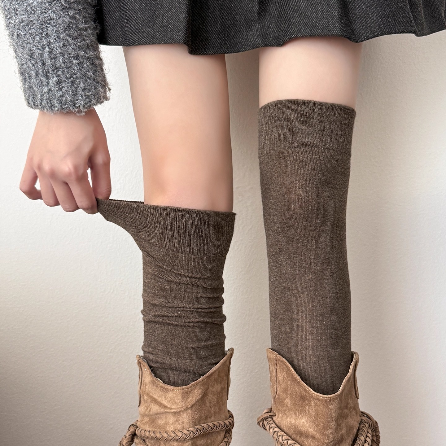 袜子女秋冬纯棉压力过膝袜