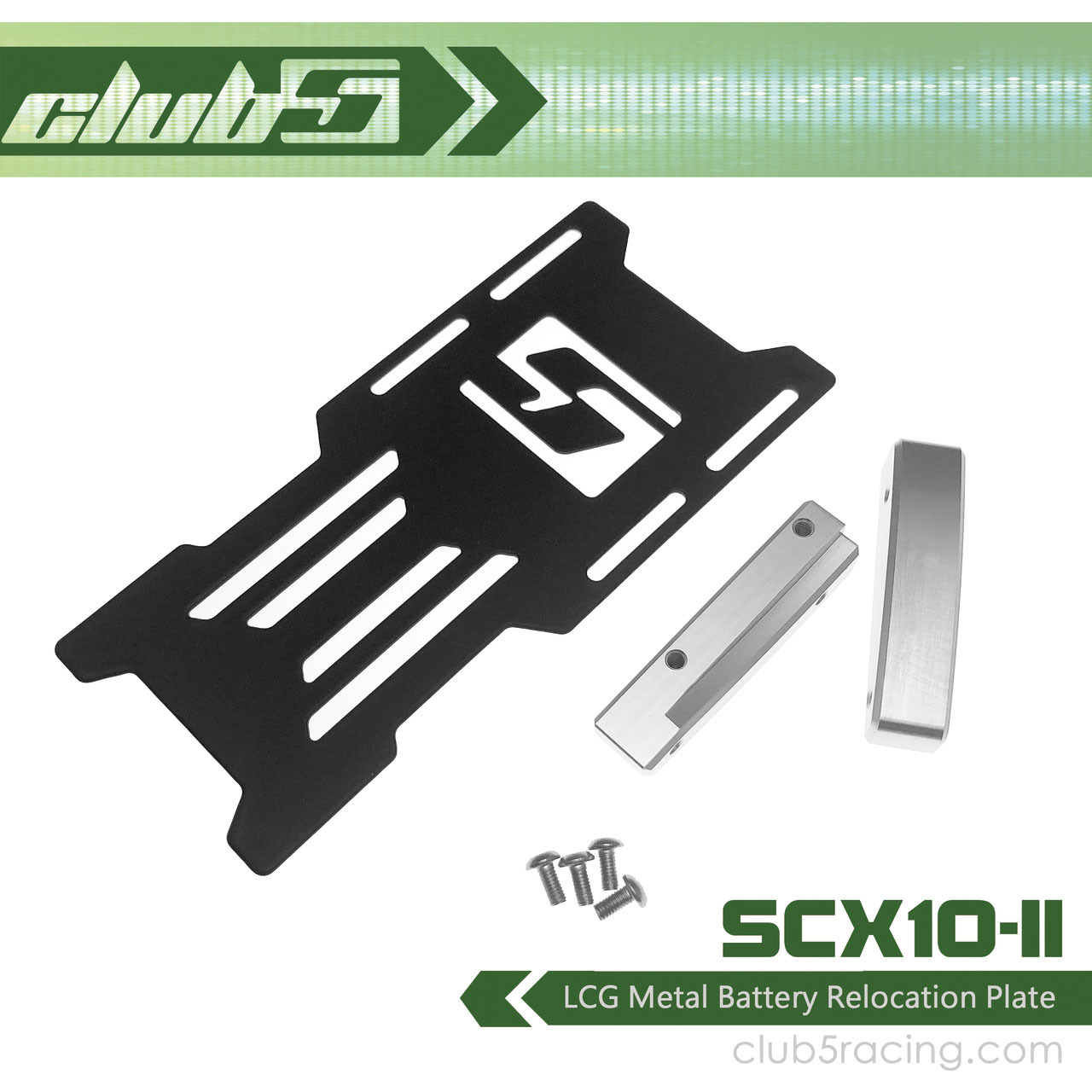 CLUB5 AXILA SCX10二代车型 低重心电池支架 金属版 电池扩容平放
