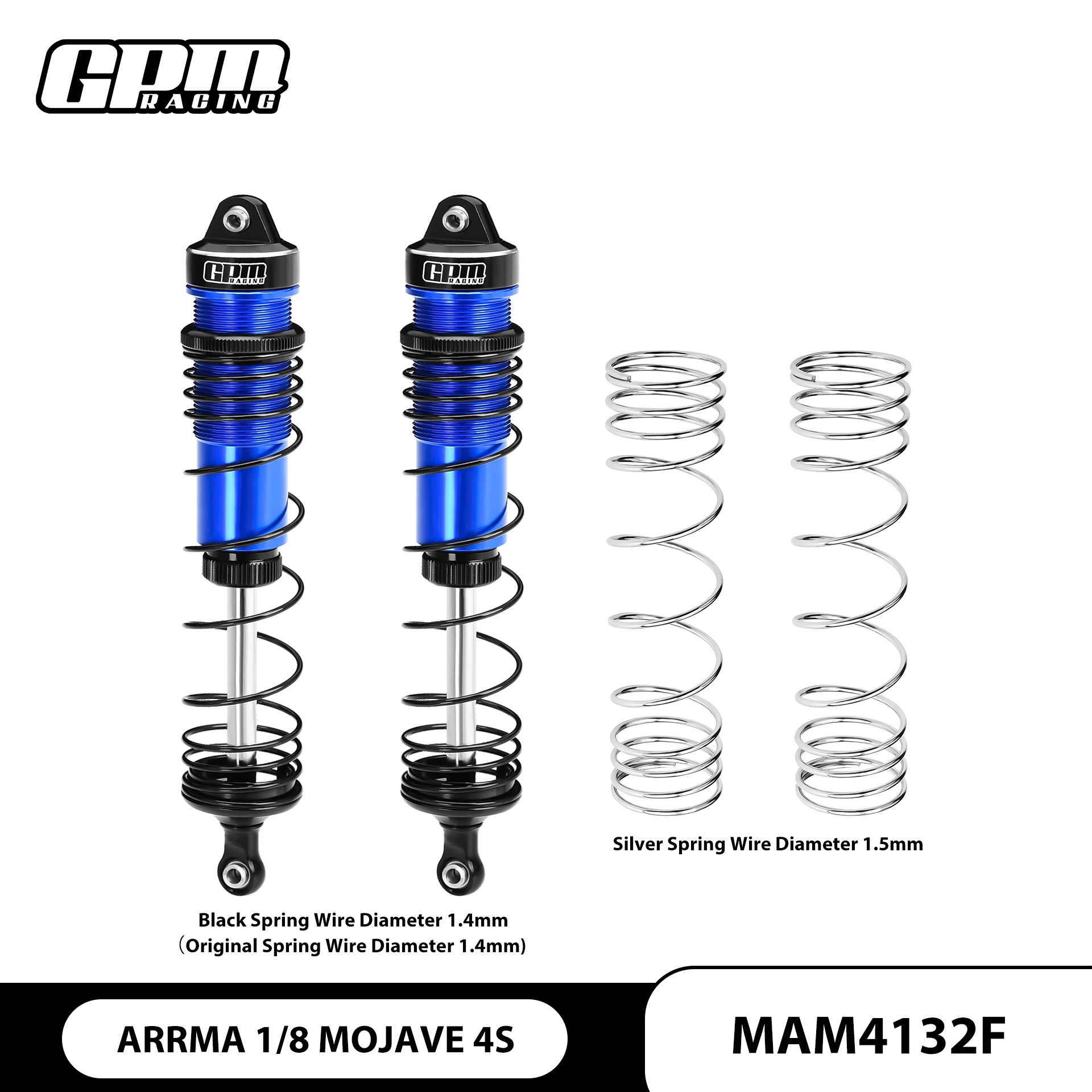 ARRMA 1/8 莫哈维4S 铝合金加粗避震针前避震（中心点132MM）