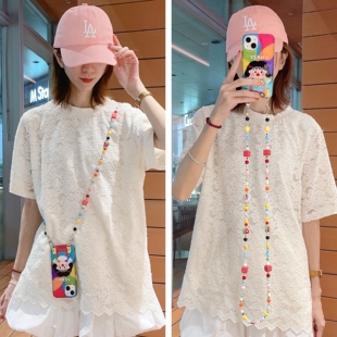 ins多巴胺彩色串珠链条挂饰适用苹果16promax手机壳iphone17斜挎可背15pro好看 背带14Pro少女星星挂链饰品