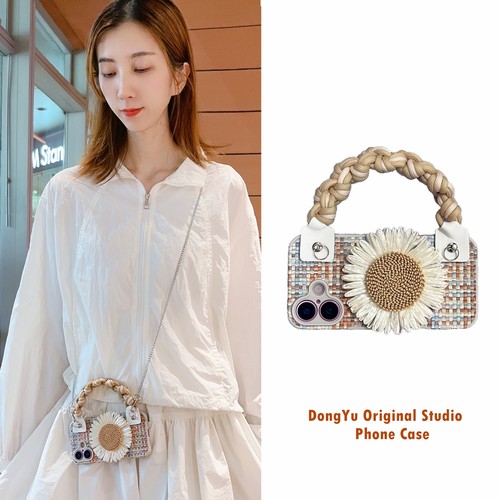 秋冬编织花朵腕带手机壳