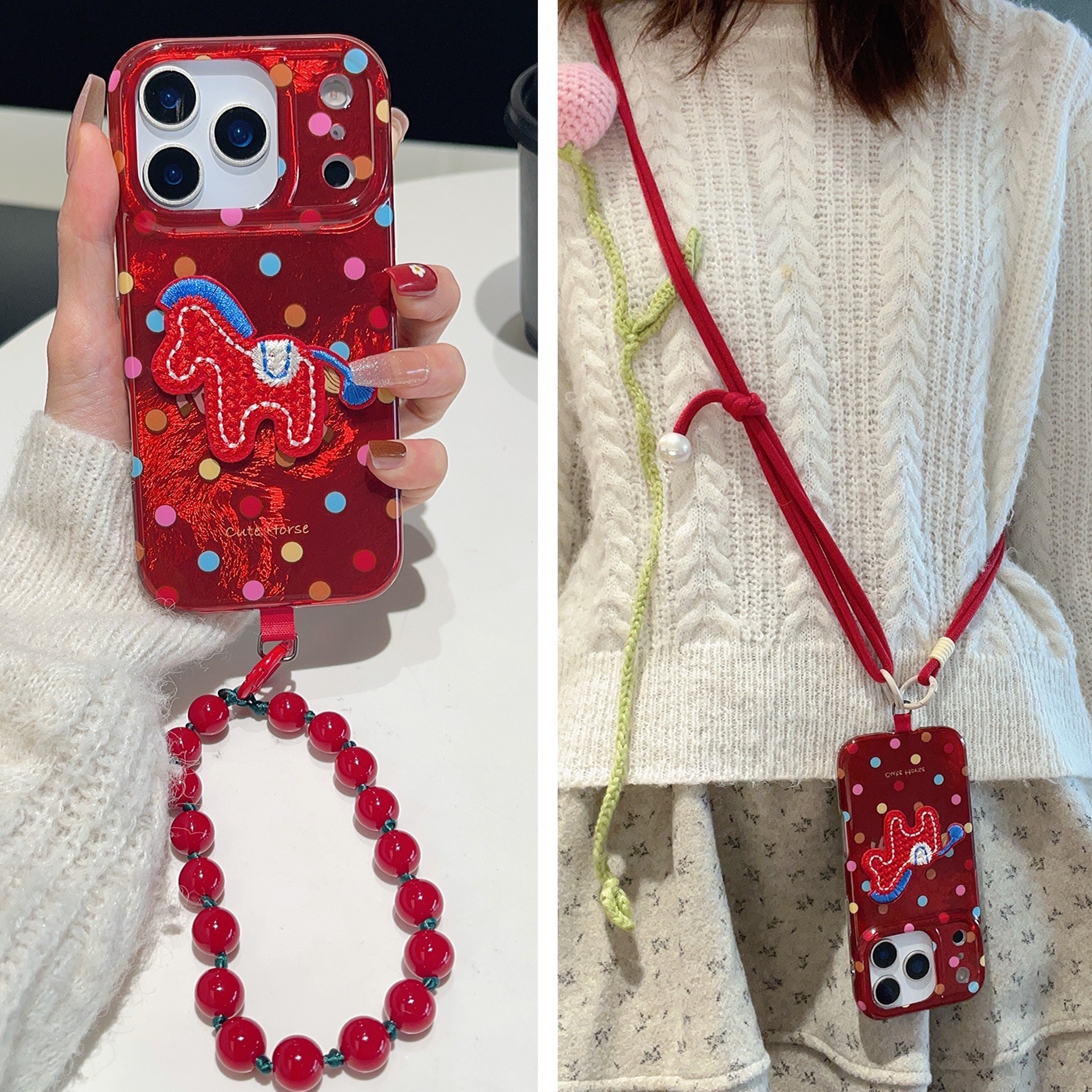 新中式国潮风刺绣小马适用苹果17promax手机壳新年iPhone16pro喜庆红色17pro斜挎背15Pro带挂绳13手拎14挂链,3C数码配件,手机保护套/壳,淘宝优惠券,粉丝福利购,淘宝优惠卷