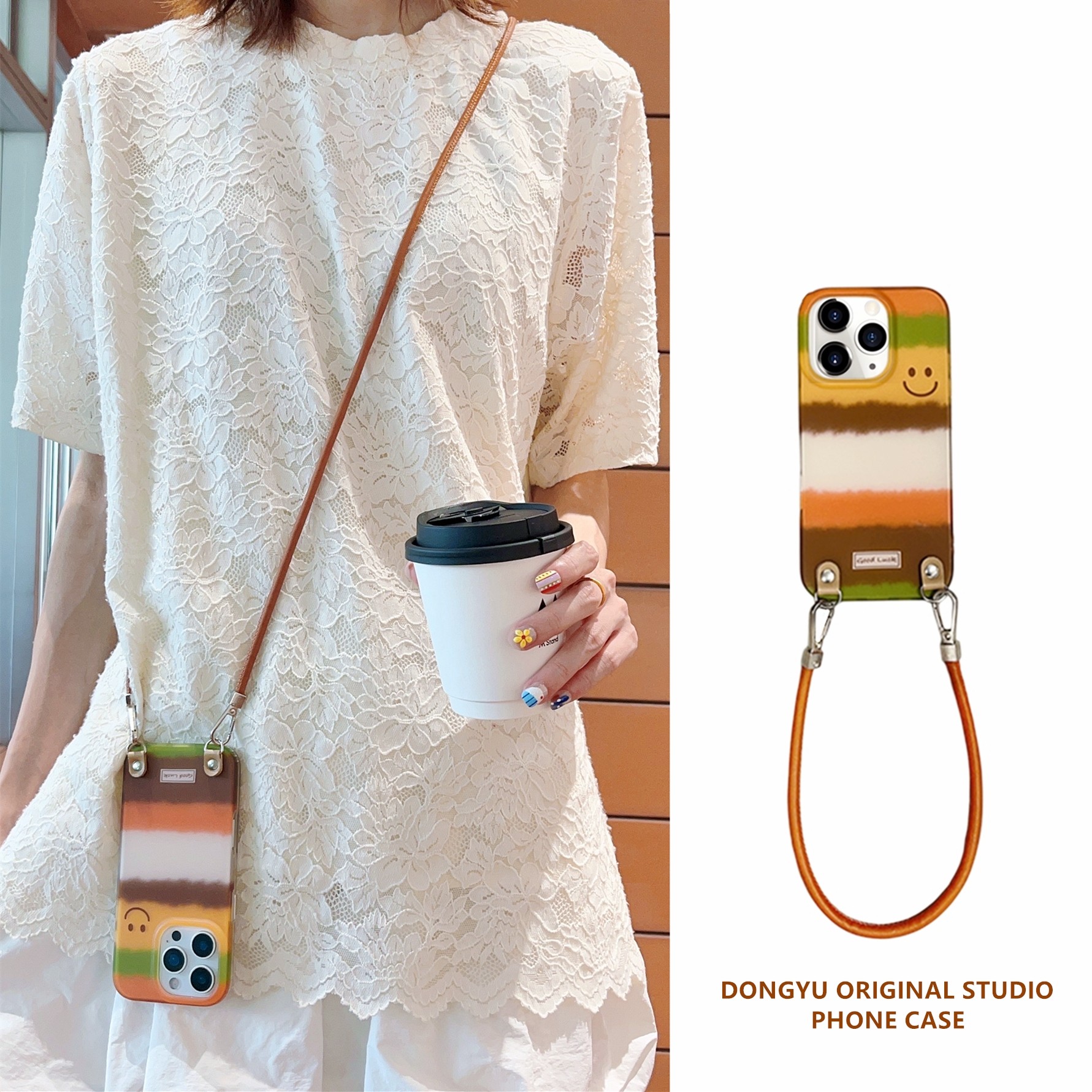 秋冬ins氛围感条纹笑脸适用iphone16promax苹果17手机壳13新款14pro手拎17promax斜挎背带挂绳15Pro皮质腕带,3C数码配件,手机保护套/壳,淘宝优惠券,粉丝福利购,淘宝优惠卷