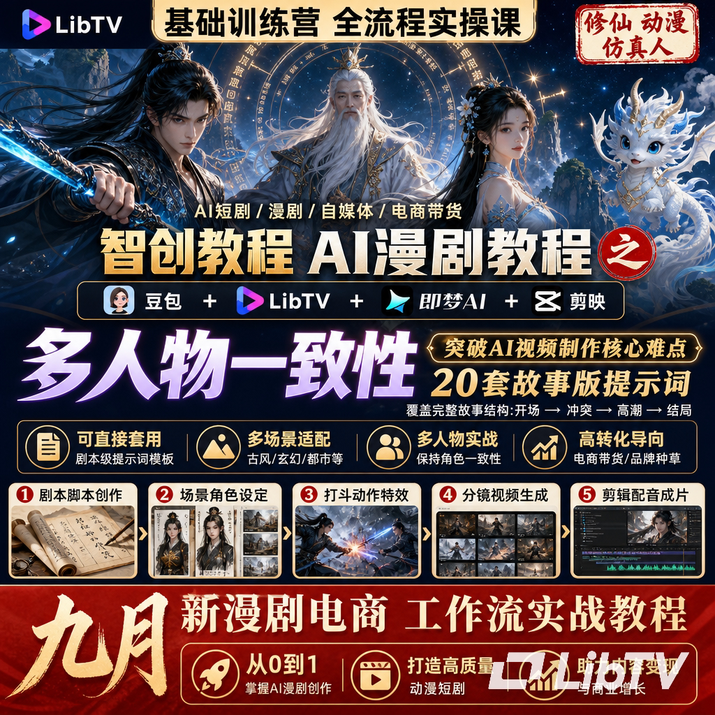 ai故事版调度提示词image2seedance2漫剧电商带货视频LibTV教程图片