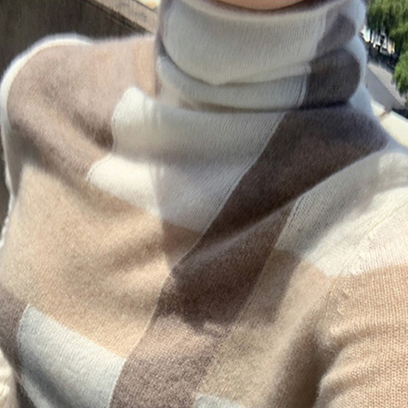 堆堆领羊绒衫女100羊绒秋冬新款高领修身显瘦毛衣针织打底羊毛衫