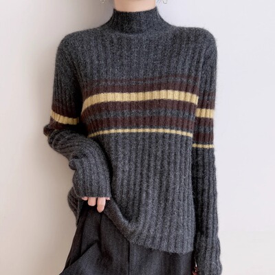 女宽松长袖毛衣洋气毛衣内搭上衣