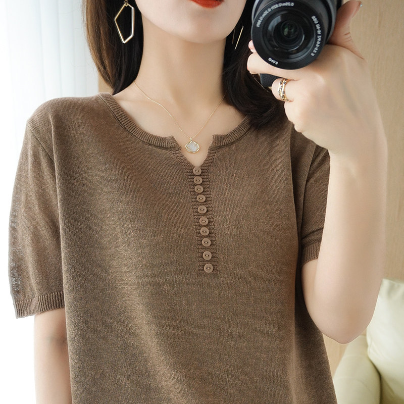 t恤宽松棉麻半袖薄款短上衣