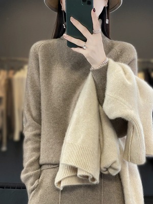 秋冬2023新款羊毛高翻领打底衫