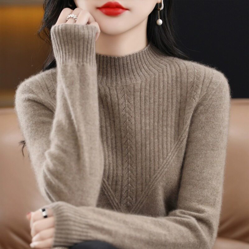 反季清货【一线成衣半高】100澳洲羊毛衫宽松 钻石花型保暖毛衣