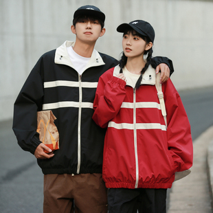 冬季 春秋季 复古痞帅棒球服女款 外套男潮牌双面穿夹克美式 立领工装