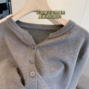 小外搭毛衣外套上衣 软糯亲肤薄款 羊毛针织开衫 女韩版 V领宽松短款