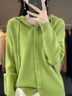 欧货针织开衫女春秋冬新款2025爆款宽松休闲连帽针织卫衣毛衣外套