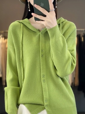 宽松休闲连帽针织卫衣毛衣外套