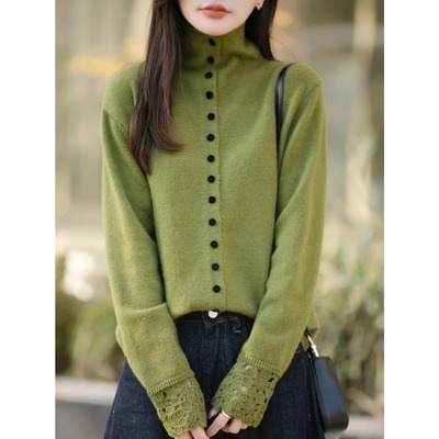 开衫上衣袖口钩花洋气打底衫